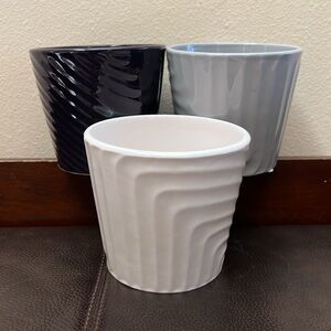 Plant Potter Trio Ceramic Containers in Black, Gray & Cream